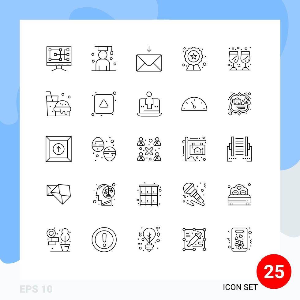 Set of 25 Modern UI Icons Symbols Signs for wine drink mail rating seo Editable Vector Design Elements