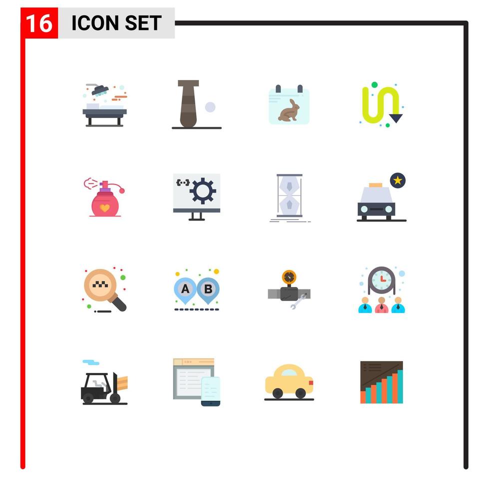 Group of 16 Modern Flat Colors Set for love turning calender indicator arrows Editable Pack of Creative Vector Design Elements