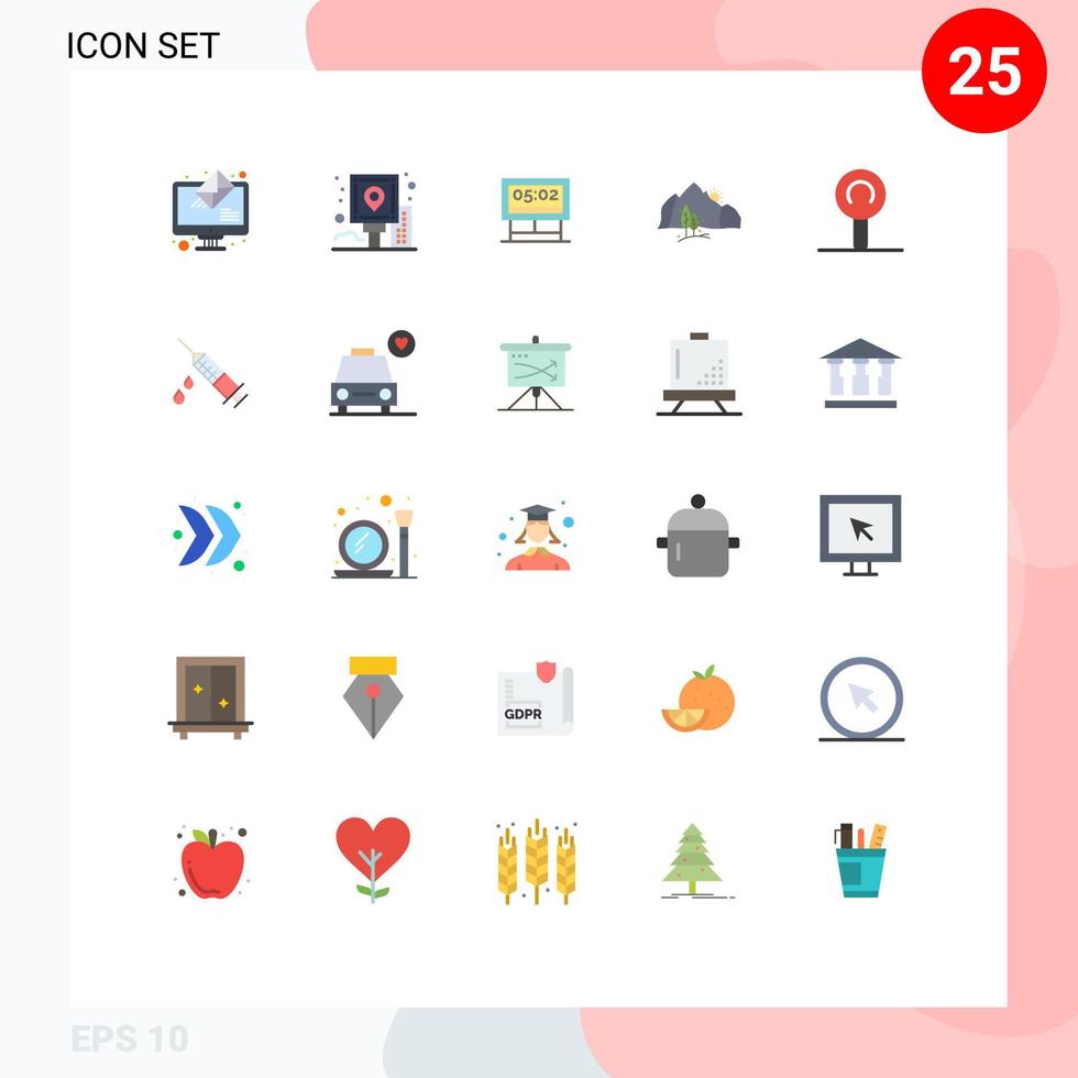 Set of 25 Modern UI Icons Symbols Signs for tree nature route landscape scoreboard Editable Vector Design Elements