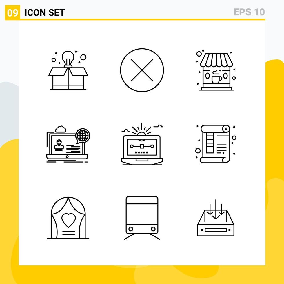 Collection of 9 Universal Line Icons Icon Set for Web and Mobile vector