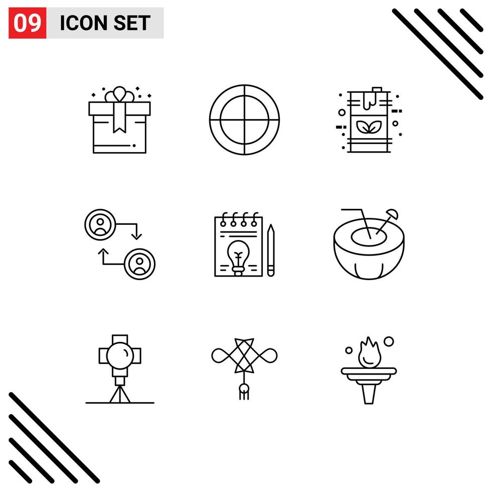 9 Creative Icons Modern Signs and Symbols of bulb business eco swap account Editable Vector Design Elements