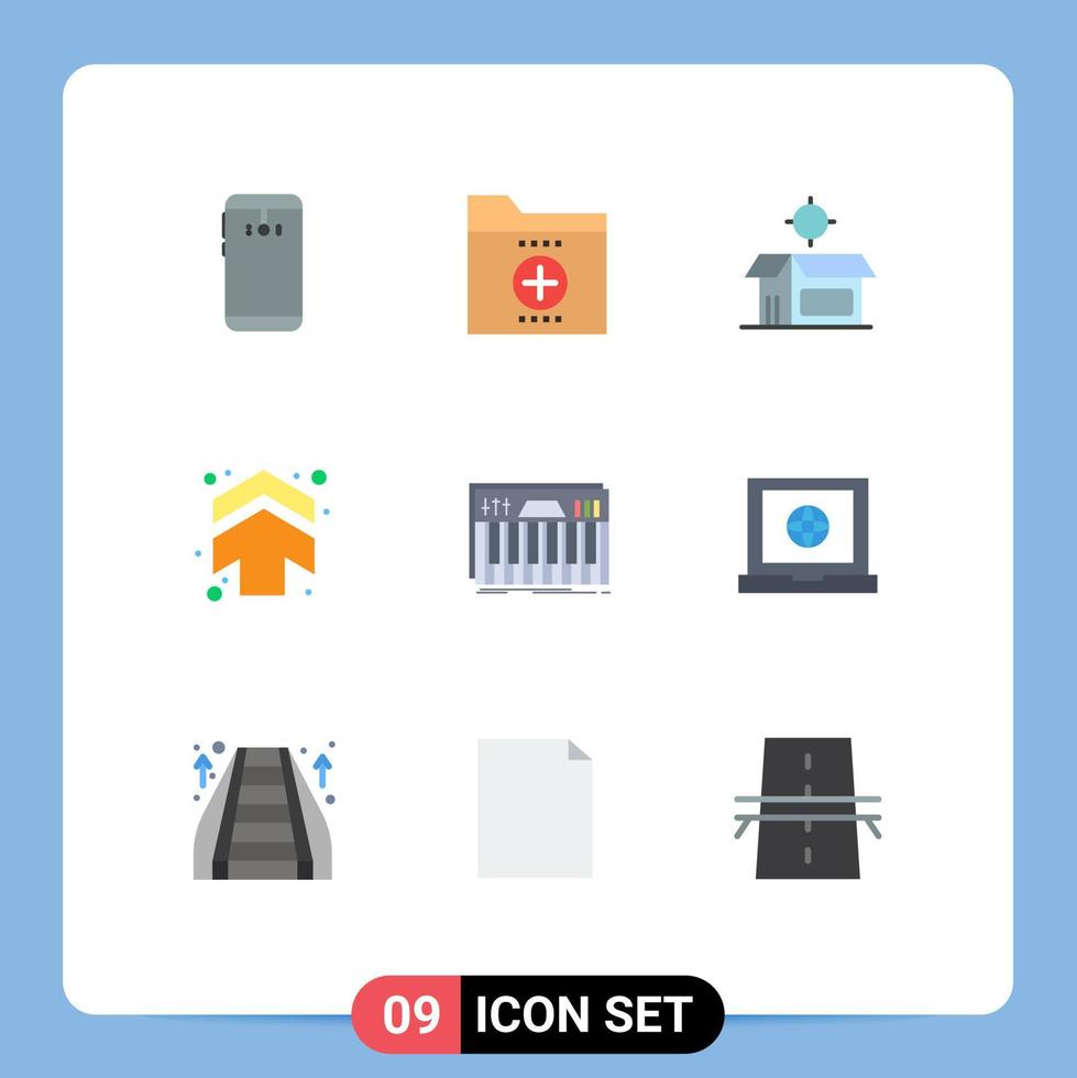 Pack of 9 creative Flat Colors of direction arrows folder arrow open box Editable Vector Design Elements