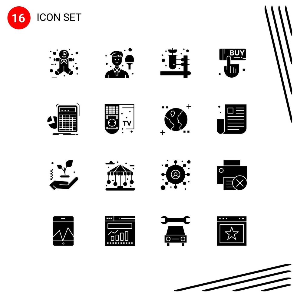 Universal Icon Symbols Group of 16 Modern Solid Glyphs of math calculator herbal pharmacy hand buy Editable Vector Design Elements