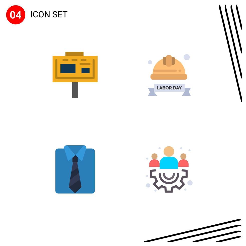 4 iconos creativos signos y símbolos modernos de tablero casco industrial publicidad tapa dura papá elementos de diseño vectorial editables vector