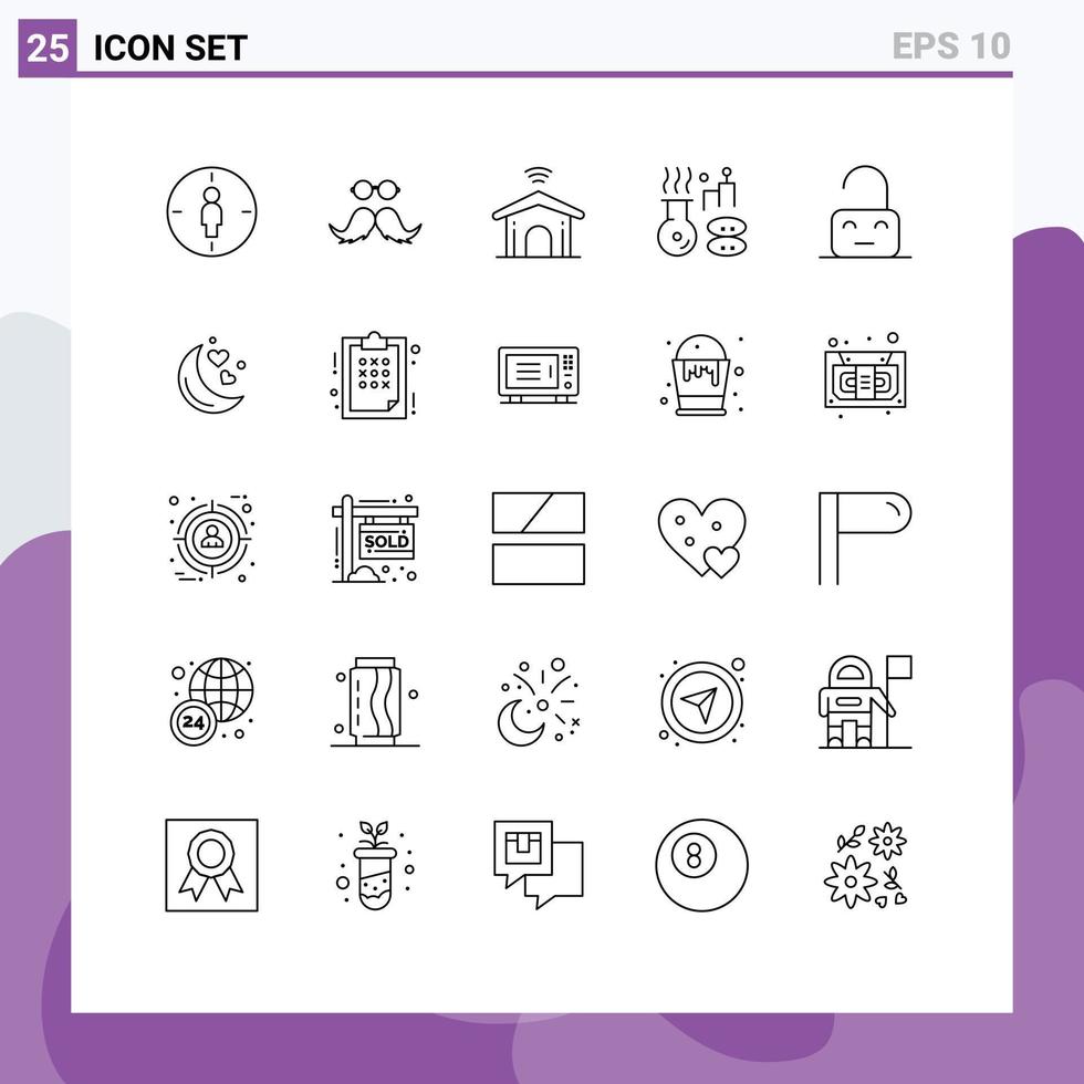 Line Pack of 25 Universal Symbols of control spa men medical technology Editable Vector Design Elements