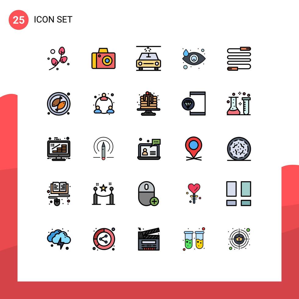 25 Filled line Flat Color concept for Websites Mobile and Apps camping rope wash jump tear Editable Vector Design Elements