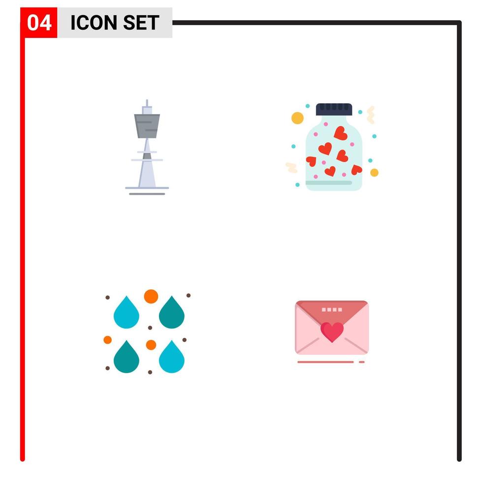 4 Universal Flat Icons Set for Web and Mobile Applications australia romance sydney heart drop Editable Vector Design Elements