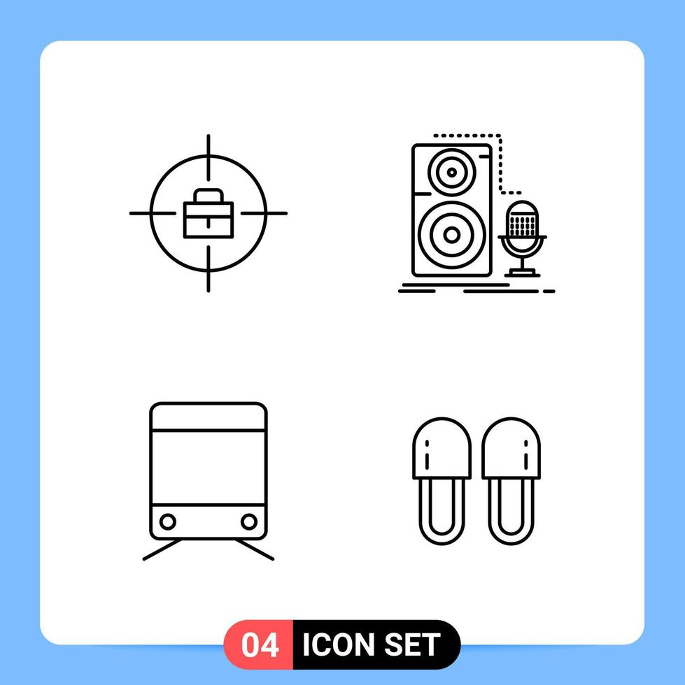 4 Line Black Icon Pack Outline Symbols for Mobile Apps isolated on white background 4 Icons Set vector