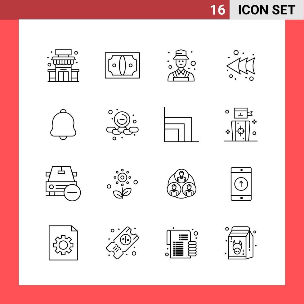 16 Icon Pack Line Style Outline Symbols on White Background Simple Signs for general designing vector