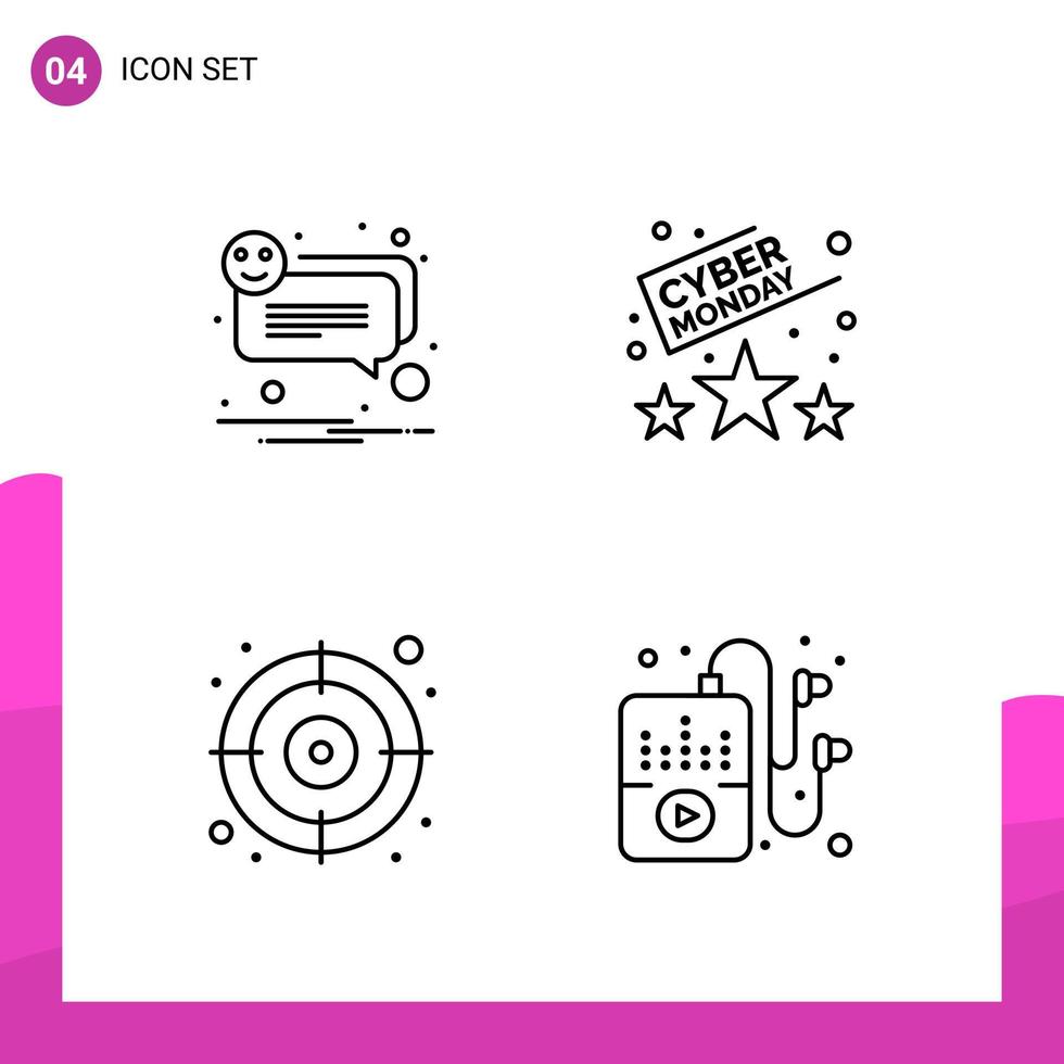 Outline Icon set Pack of 4 Line Icons isolated on White Background for responsive Website Design Print and Mobile Applications vector