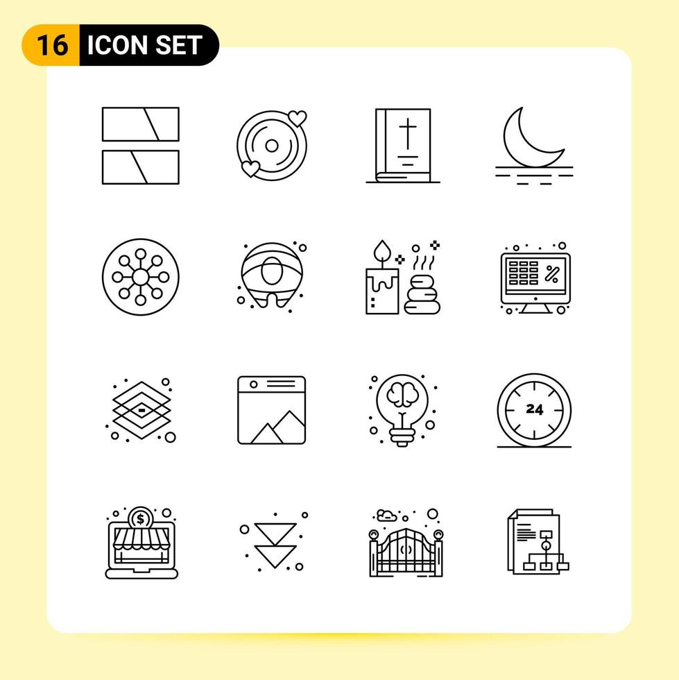 16 Creative Icons for Modern website design and responsive mobile apps 16 Outline Symbols Signs on White Background 16 Icon Pack vector