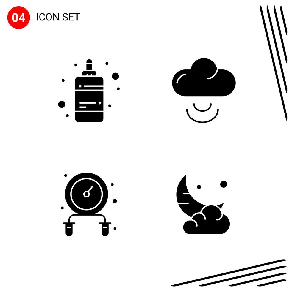 Collection of 4 Vector Icons in solid style Pixle Perfect Glyph Symbols for Web and Mobile Solid Icon Signs on White Background 4 Icons