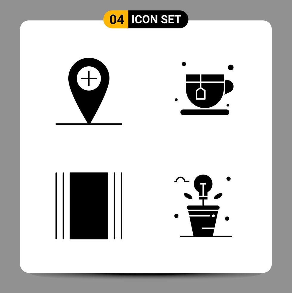 4 Black Icon Pack Glyph Symbols Signs for Responsive designs on white background 4 Icons Set vector
