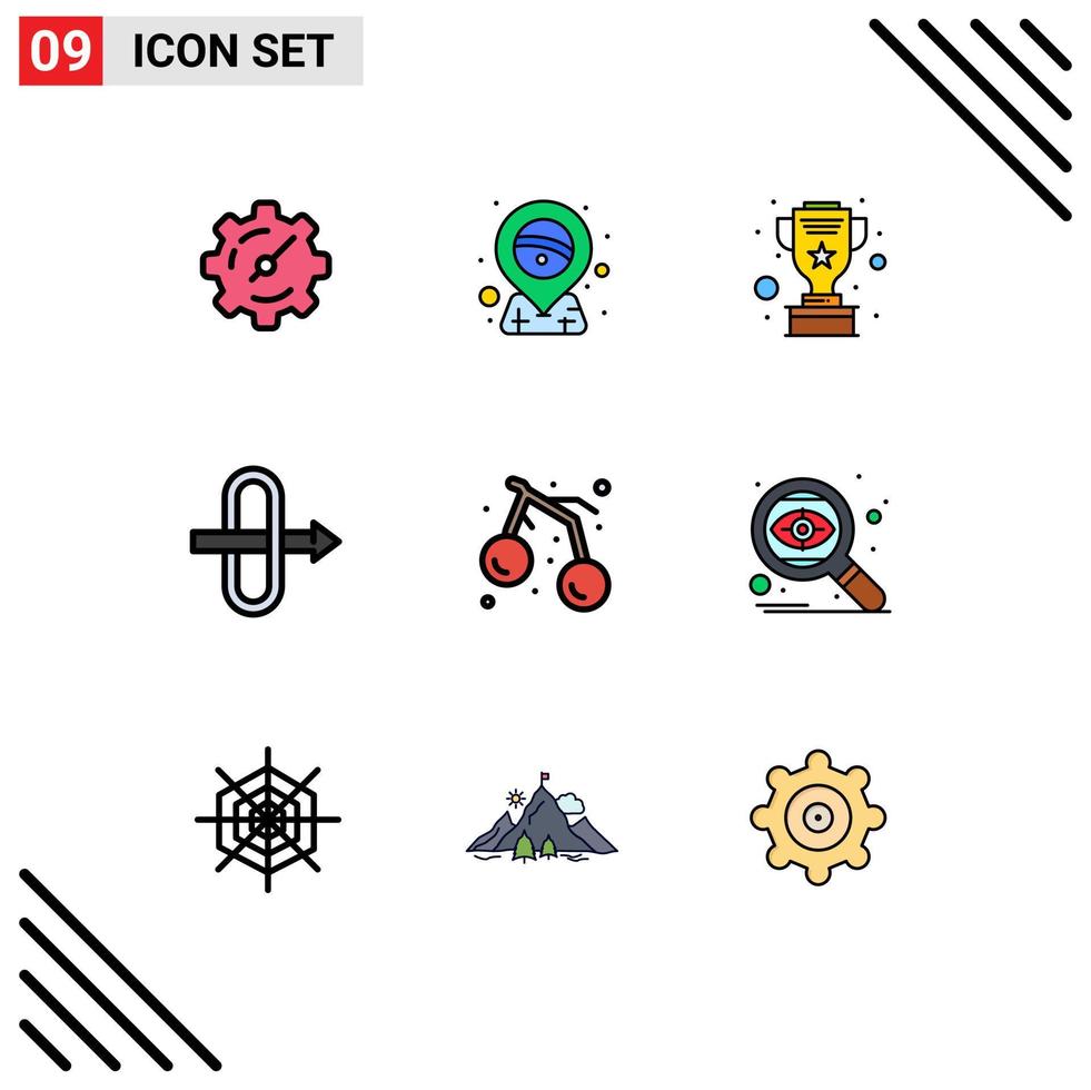 Universal Icon Symbols Group of 9 Modern Filledline Flat Colors of search fruit cup summer traffic Editable Vector Design Elements