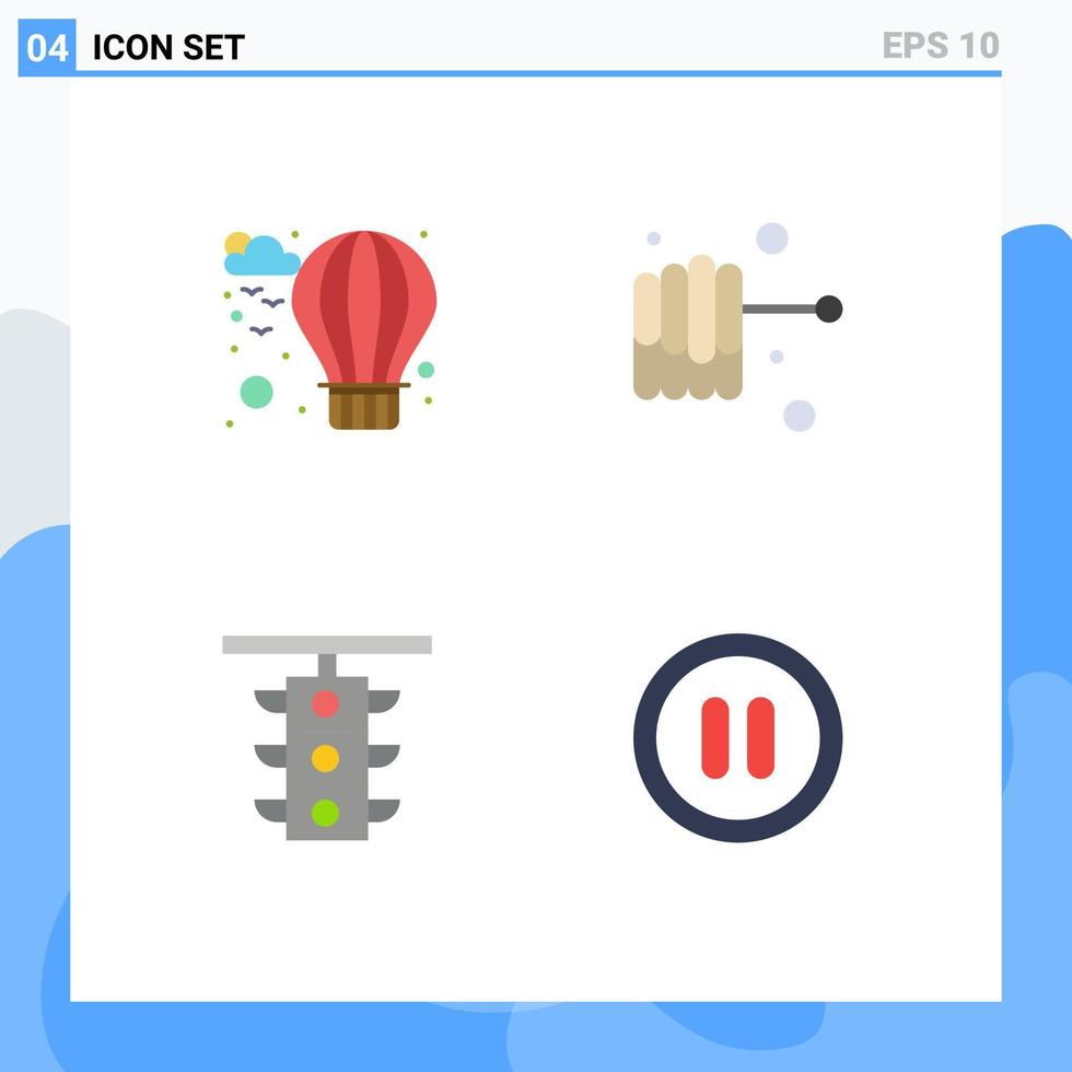 User Interface Pack of 4 Basic Flat Icons of air train food sign pause Editable Vector Design Elements