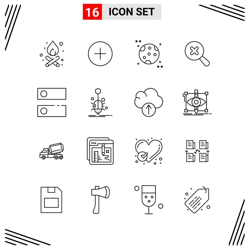 16 iconos estilo de línea basados en cuadrícula símbolos de esquema creativos para el diseño de sitios web signos de icono de línea simple aislados en fondo blanco conjunto de 16 iconos vector