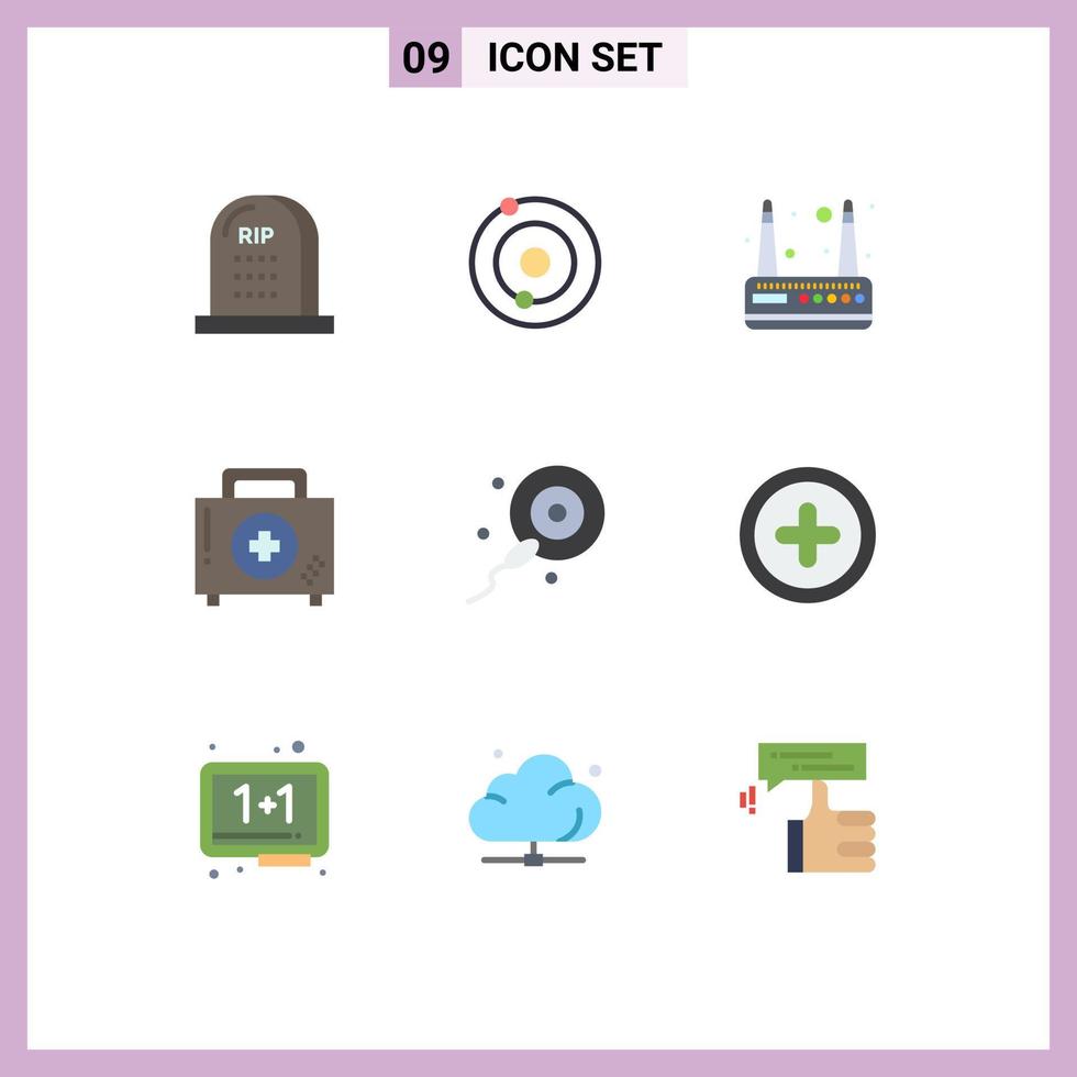 Set of 9 Modern UI Icons Symbols Signs for sperms fitness modem first box Editable Vector Design Elements