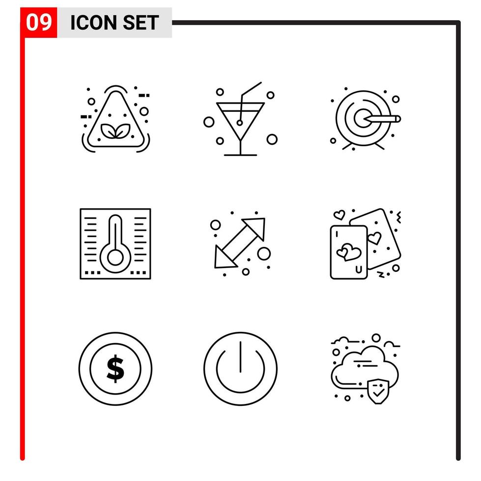 9 General Icons for website design print and mobile apps 9 Outline Symbols Signs Isolated on White Background 9 Icon Pack vector