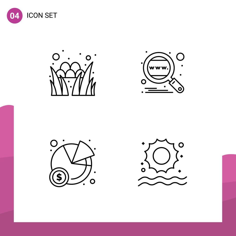 Pictogram Set of 4 Simple Filledline Flat Colors of egg chart festival global statistics Editable Vector Design Elements