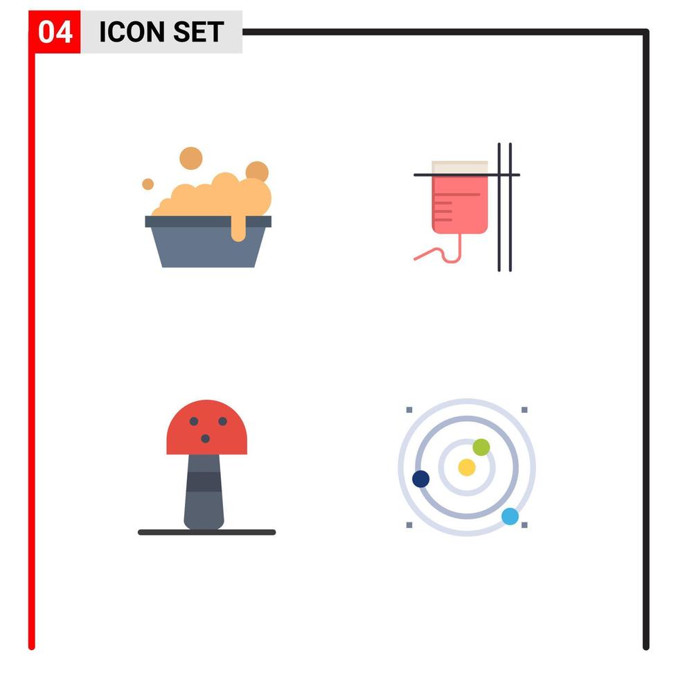 4 concepto de icono plano para sitios web móviles y aplicaciones bowl sistema planetario de transfusión de salud vegetal elementos de diseño vectorial editables vector