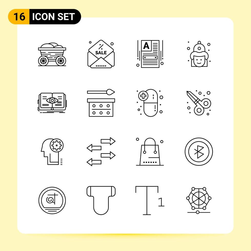 16 Creative Icons for Modern website design and responsive mobile apps 16 Outline Symbols Signs on White Background 16 Icon Pack vector