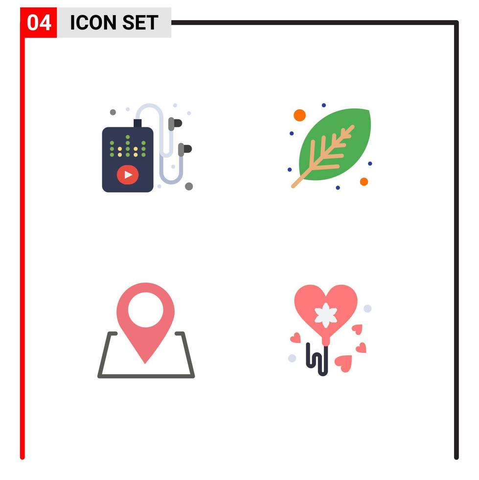 Flat Icon Pack of 4 Universal Symbols of hobbies marker eco plant balloon Editable Vector Design Elements