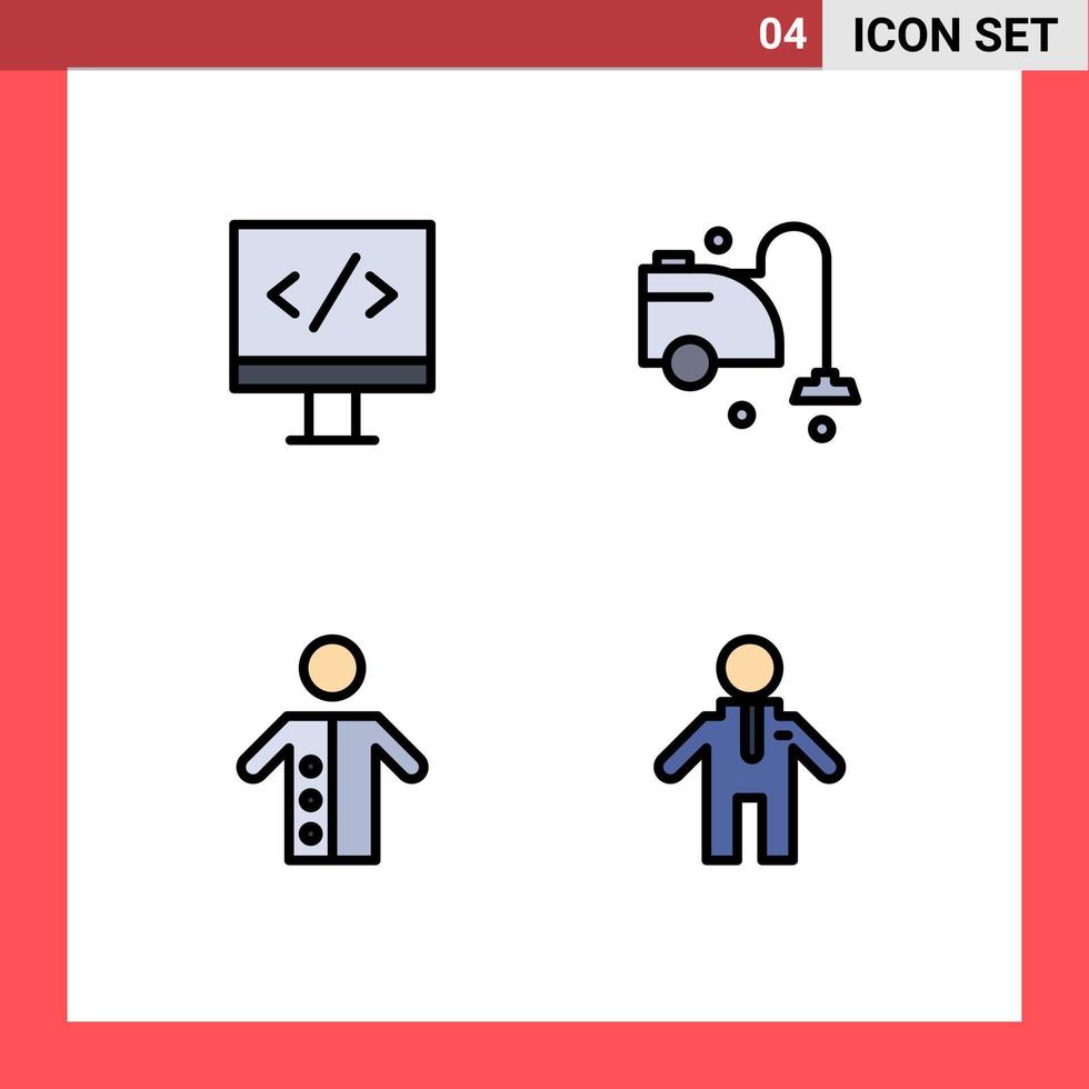 conjunto de 4 iconos de interfaz de usuario modernos símbolos signos para personas de computadora limpiar vacío sacerdote elementos de diseño vectorial editables vector