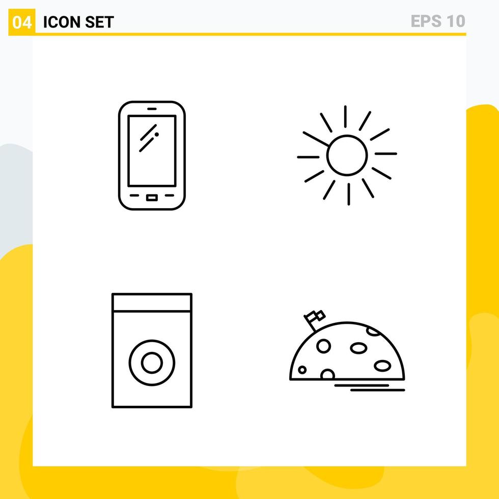 Collection of 4 Universal Line Icons Icon Set for Web and Mobile vector