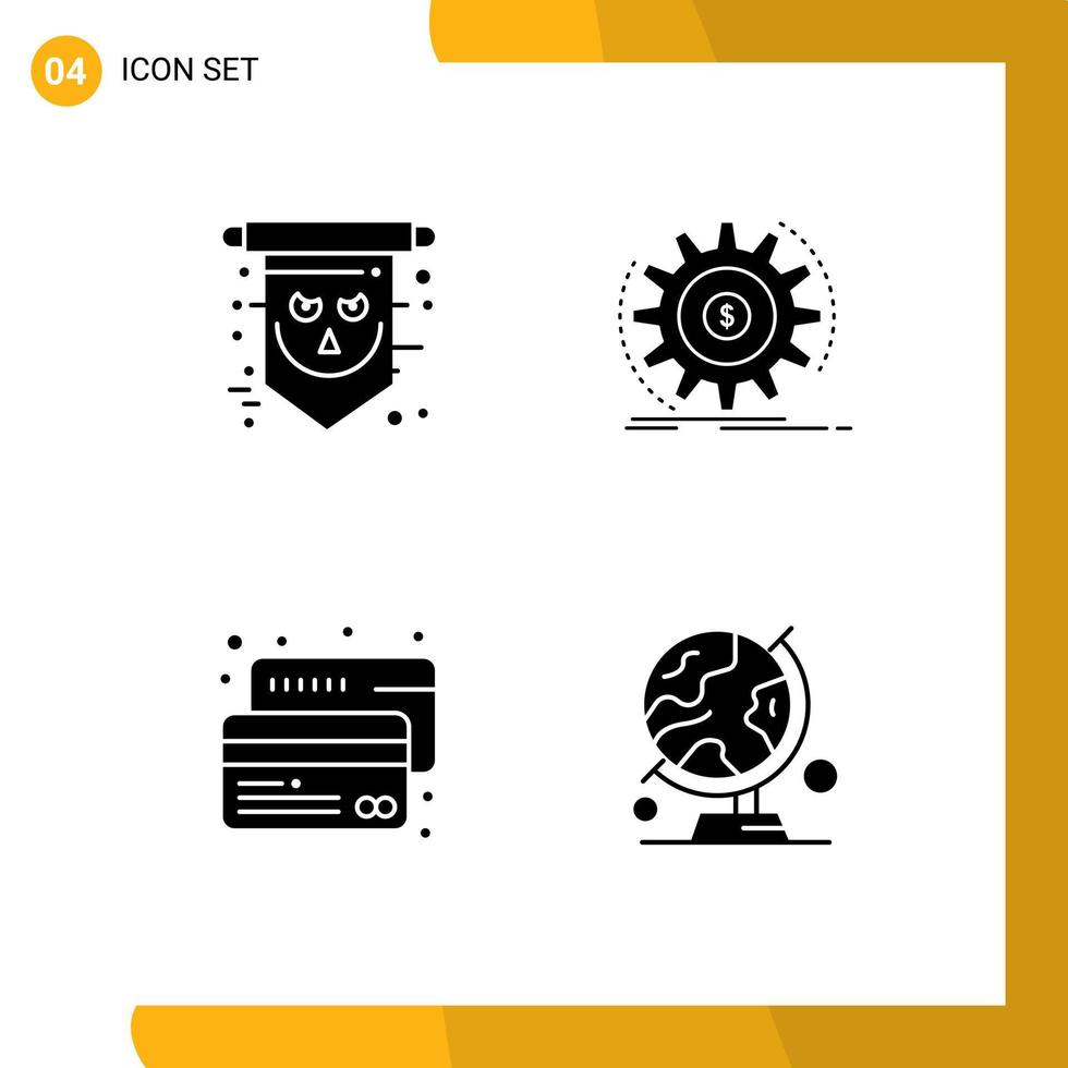 Stock Vector Icon Pack of 4 Line Signs and Symbols for flag money skull flow card Editable Vector Design Elements