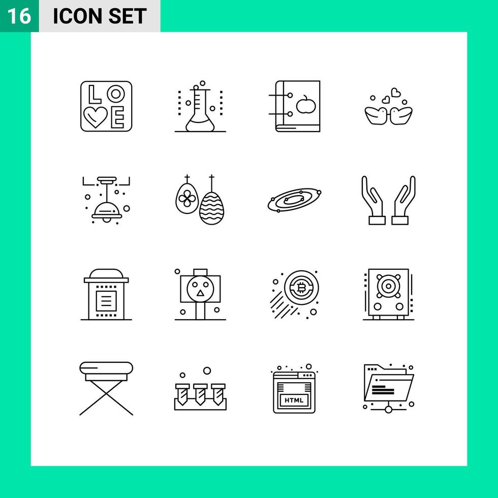 Stock Vector Icon Pack of 16 Line Signs and Symbols for ducks love birds test tube birds knowledge Editable Vector Design Elements