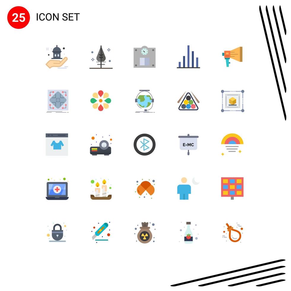 25 Flat Color concept for Websites Mobile and Apps megaphone loudspeaker scales digital inspect Editable Vector Design Elements
