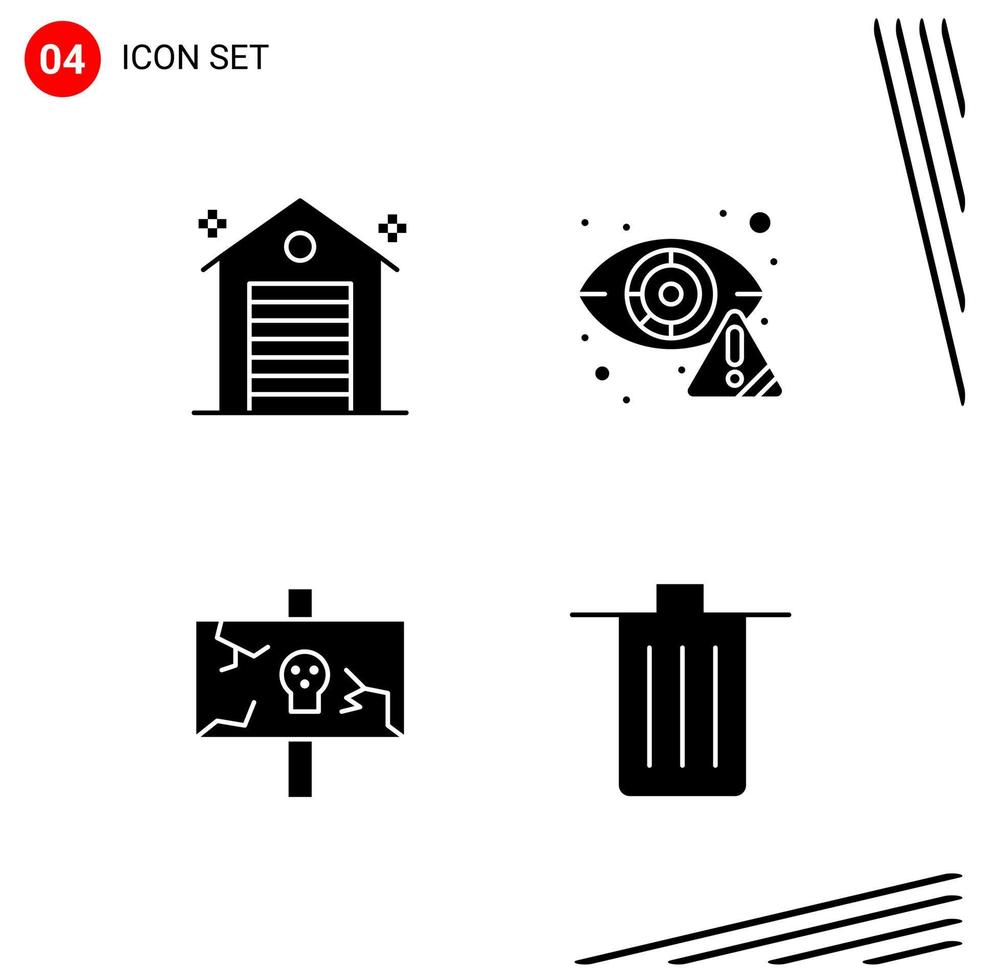 Collection of 4 Vector Icons in solid style Pixle Perfect Glyph Symbols for Web and Mobile Solid Icon Signs on White Background 4 Icons