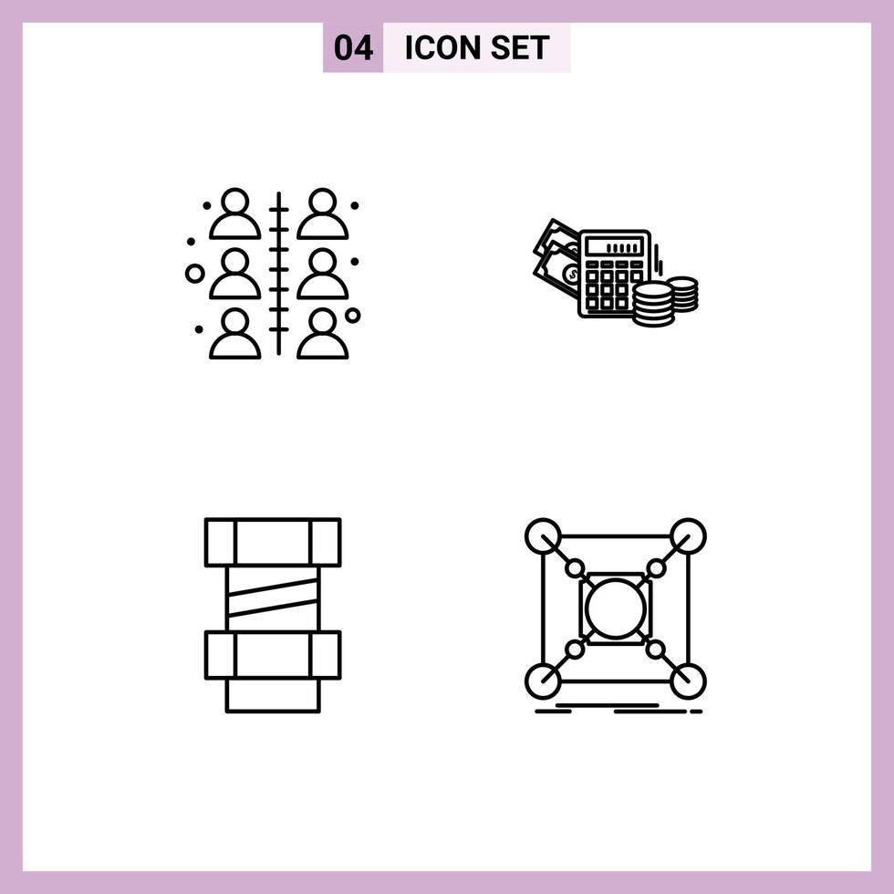 User Interface Pack of 4 Basic Filledline Flat Colors of building construction work calculator base Editable Vector Design Elements
