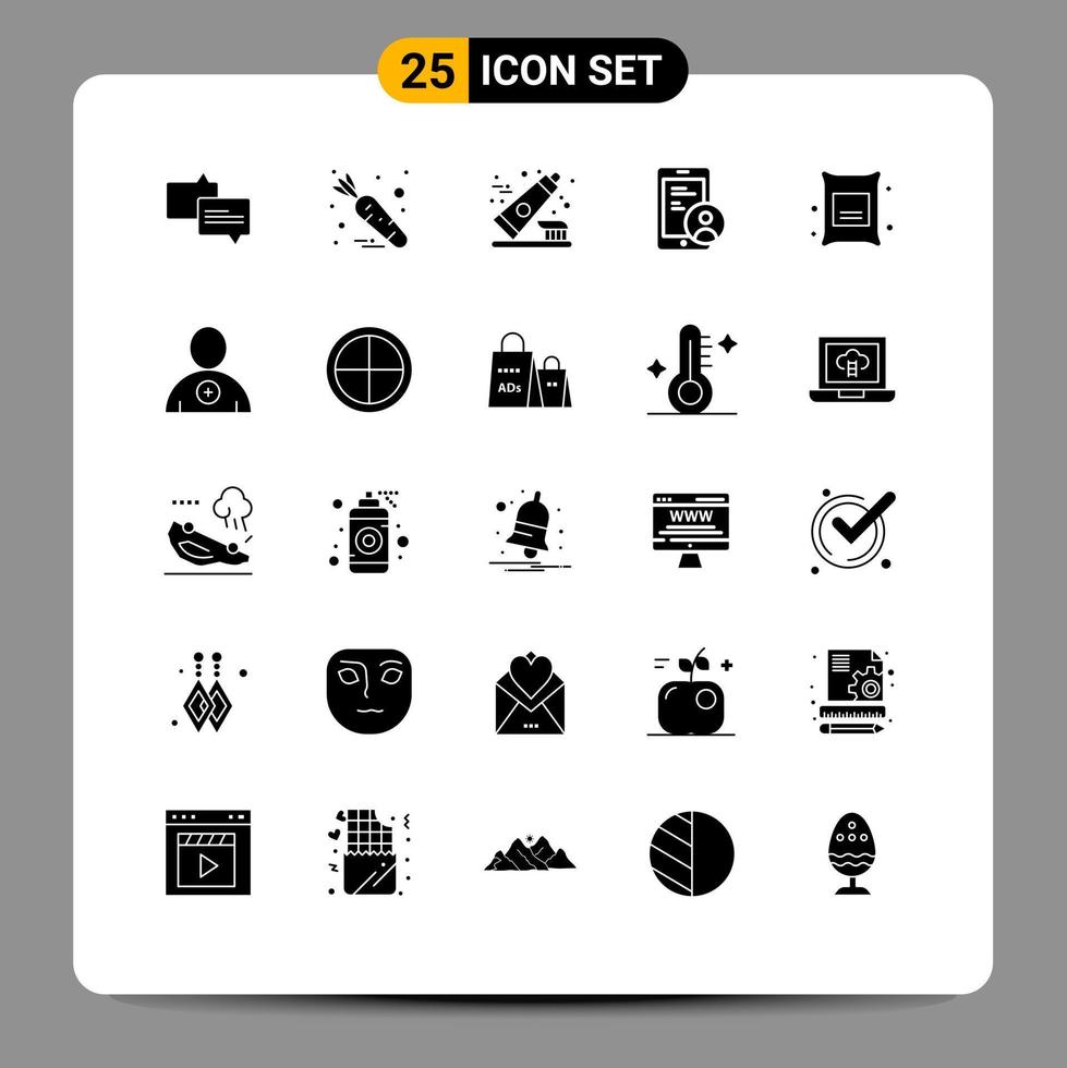 Universal Icon Symbols Group of 25 Modern Solid Glyphs of wheat branch toothpaste barley security Editable Vector Design Elements