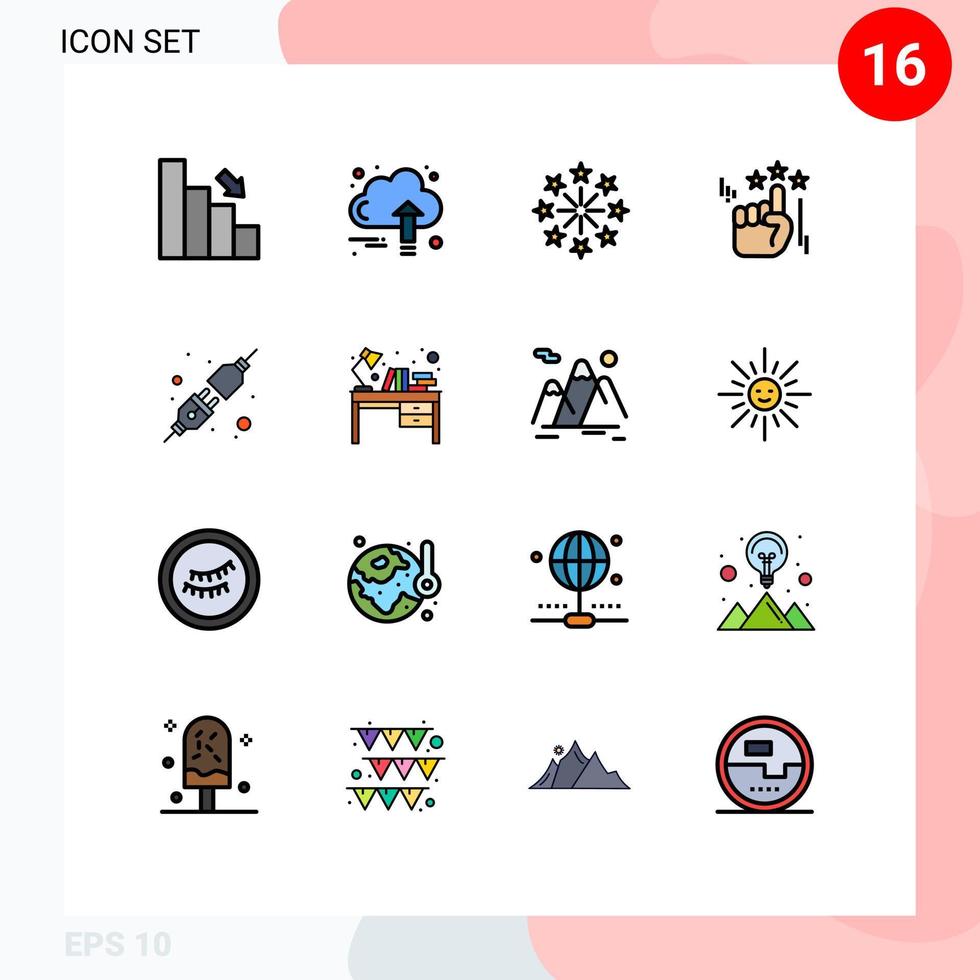 Set of 16 Modern UI Icons Symbols Signs for connect stare growth hand holiday Editable Creative Vector Design Elements