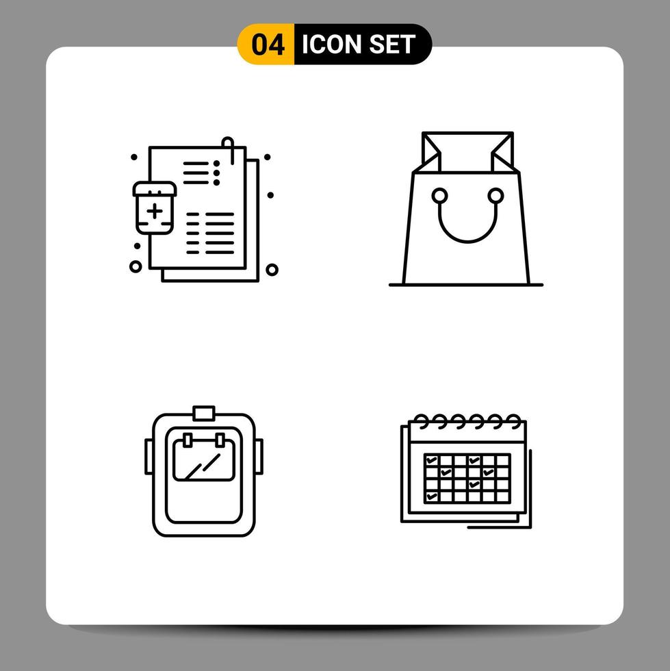 4 Black Icon Pack Outline Symbols Signs for Responsive designs on white background 4 Icons Set vector
