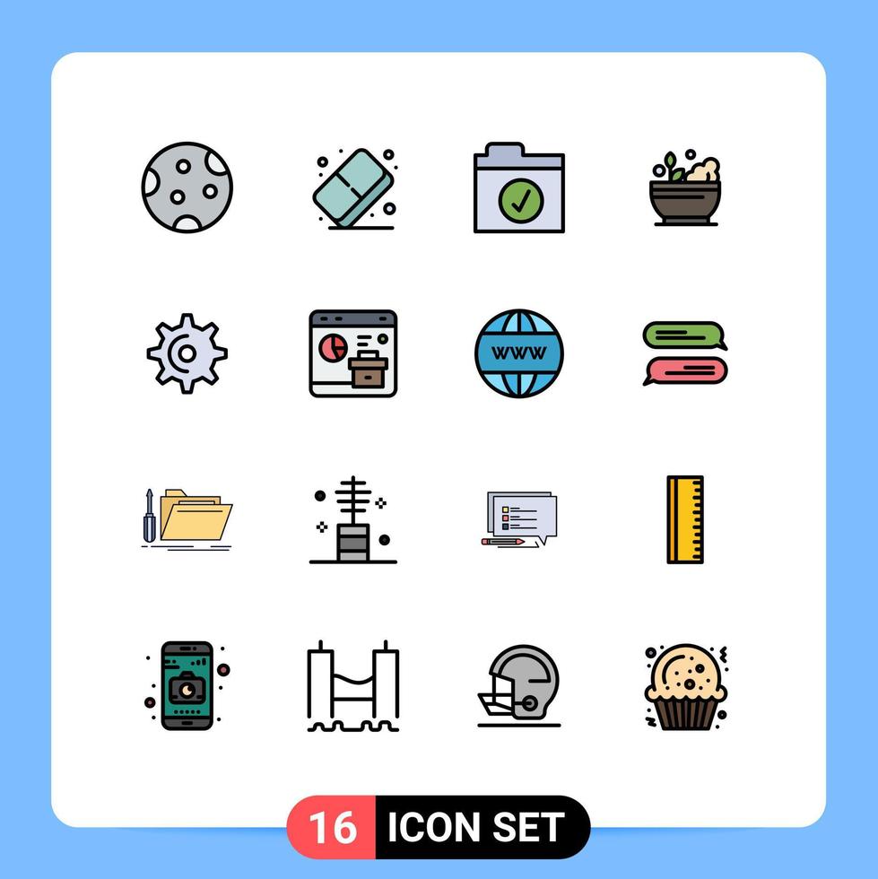 Set of 16 Modern UI Icons Symbols Signs for gear soup paint medicine hospital Editable Creative Vector Design Elements