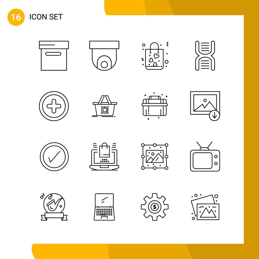 16 Icon Set Line Style Icon Pack Outline Symbols isolated on White Backgound for Responsive Website Designing vector
