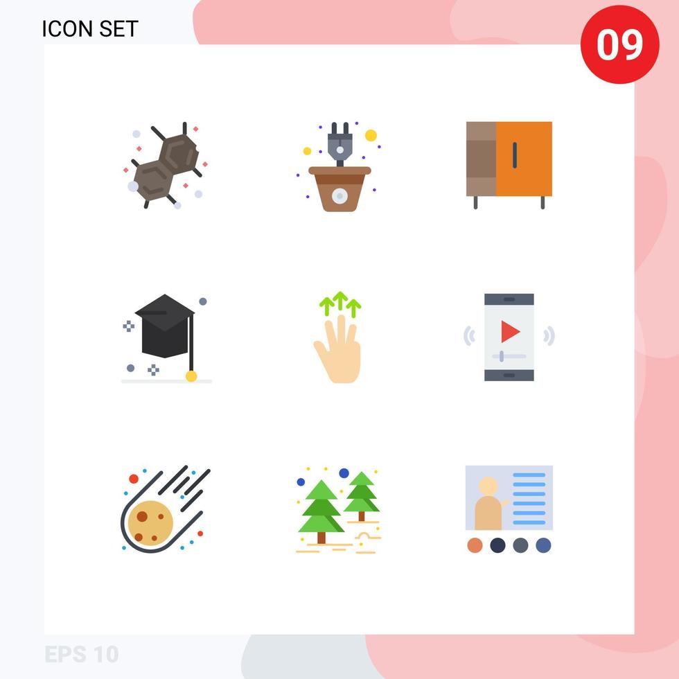 9 Universal Flat Colors Set for Web and Mobile Applications gestures hat furniture education college Editable Vector Design Elements