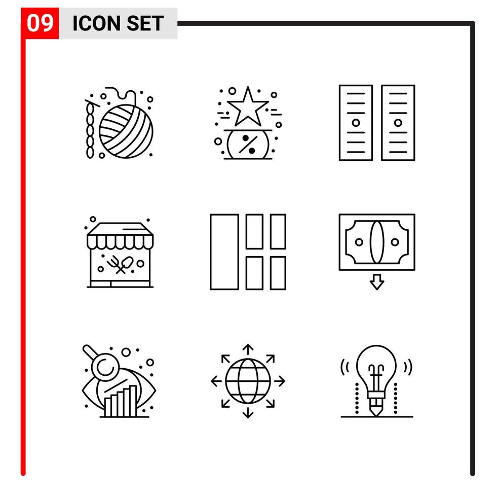 9 General Icons for website design print and mobile apps 9 Outline Symbols Signs Isolated on White Background 9 Icon Pack vector