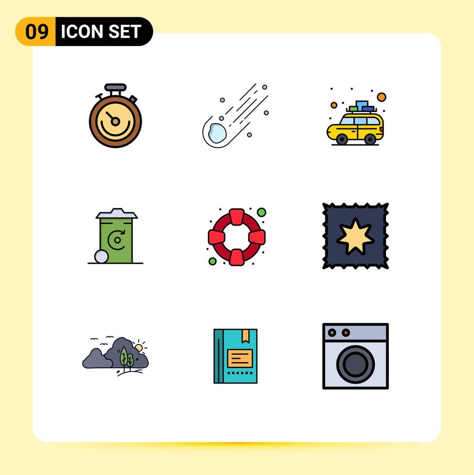 Universal Icon Symbols Group of 9 Modern Filledline Flat Colors of help energy comet recycling bus Editable Vector Design Elements