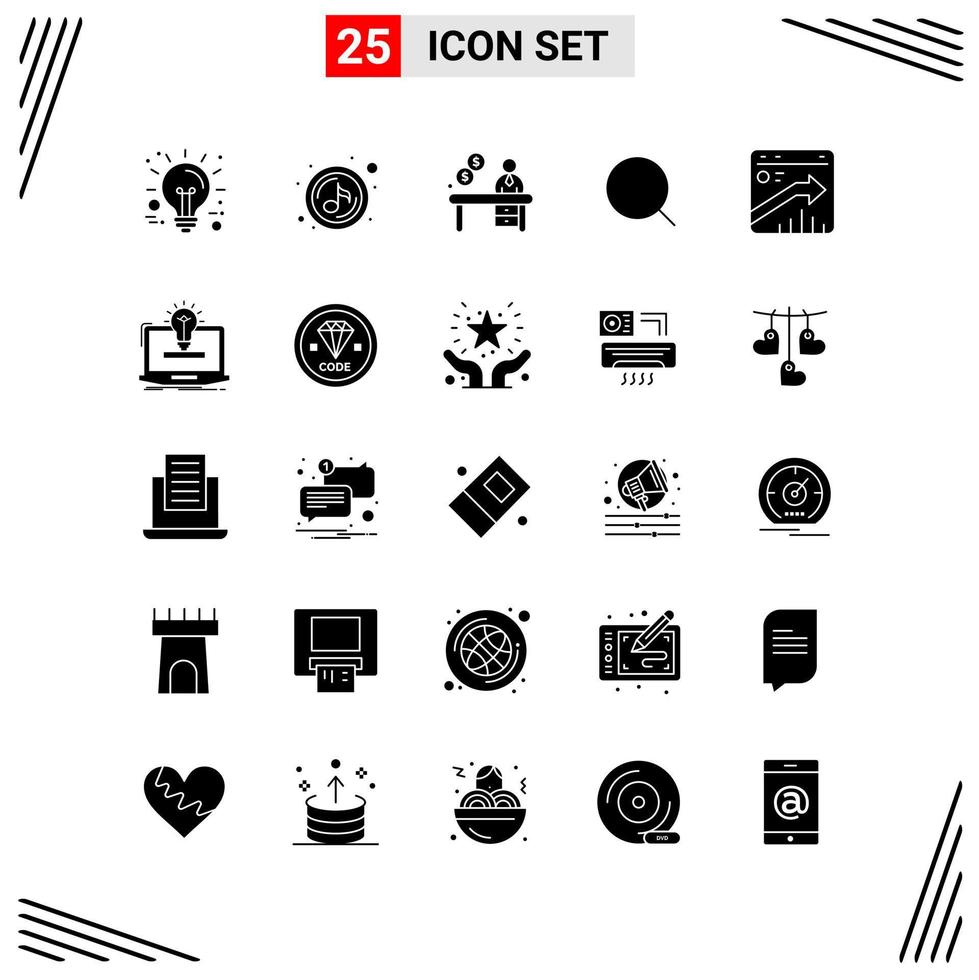 25 Icons Solid Style Grid Based Creative Glyph Symbols for Website Design Simple Solid Icon Signs Isolated on White Background 25 Icon Set vector