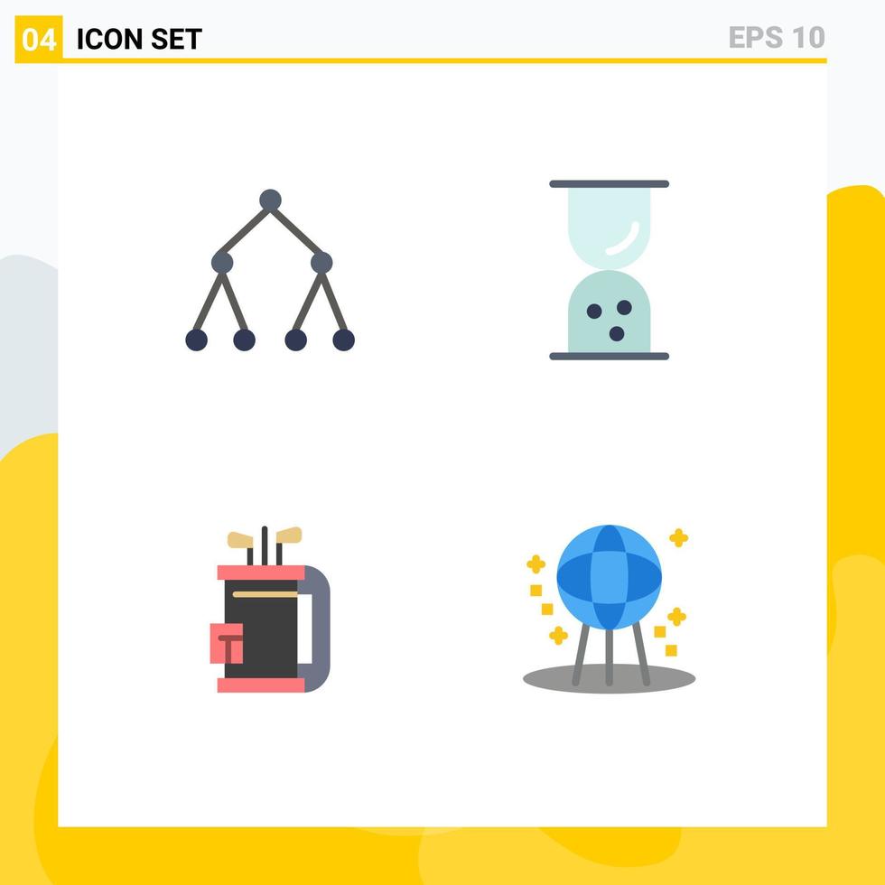 Modern Set of 4 Flat Icons and symbols such as link equipment business time stick Editable Vector Design Elements