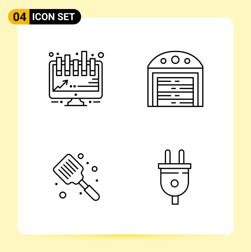 4 Creative Icons for Modern website design and responsive mobile apps 4 Outline Symbols Signs on White Background 4 Icon Pack vector