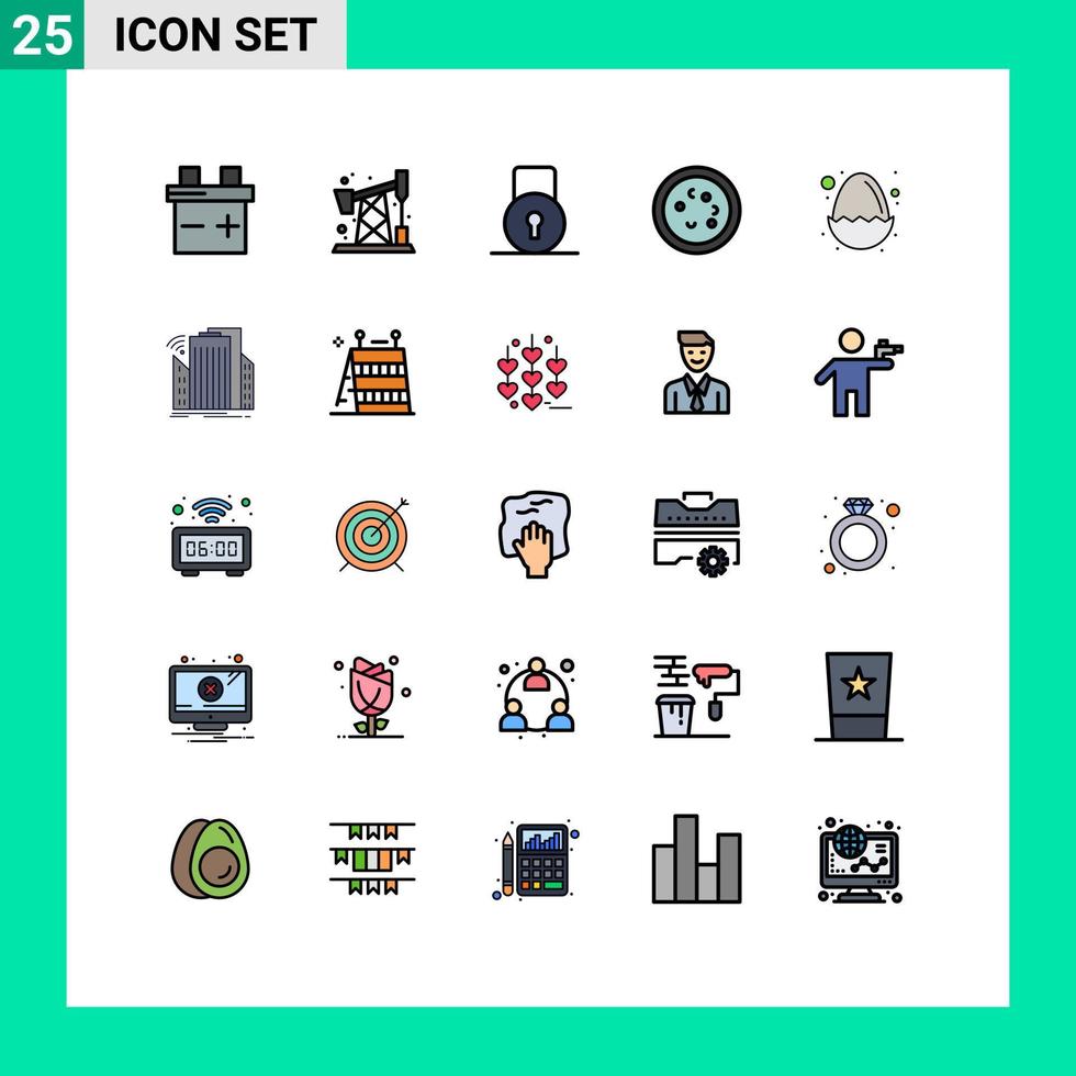 grupo de símbolos de icono universal de 25 colores planos de línea llena moderna de elementos de diseño de vector editables de laboratorio de bebé de seguridad de pascua de naturaleza
