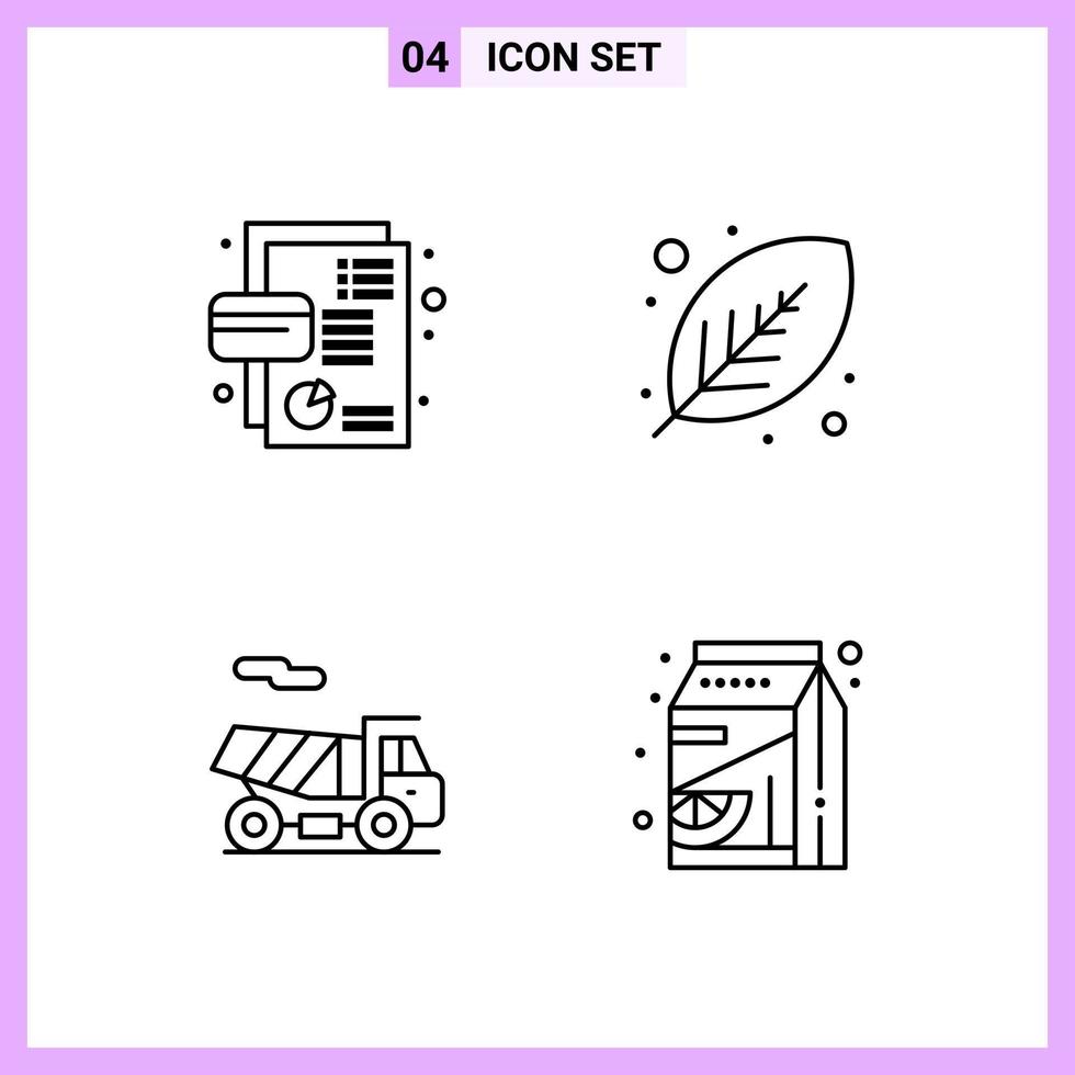 4 Icons in Line Style Outline Symbols on White Background Creative Vector Signs for Web mobile and Print