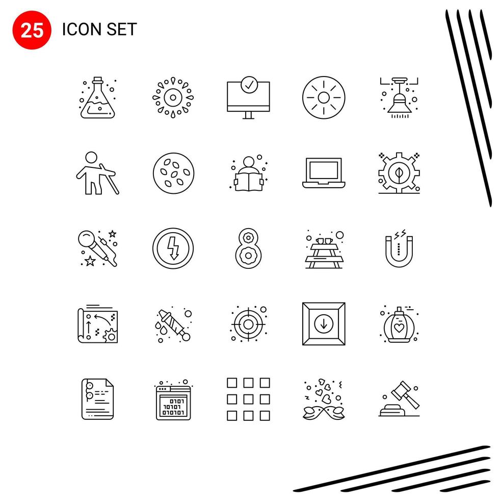 25 Thematic Vector Lines and Editable Symbols of kiwi interior drink holiday hardware devices Editable Vector Design Elements