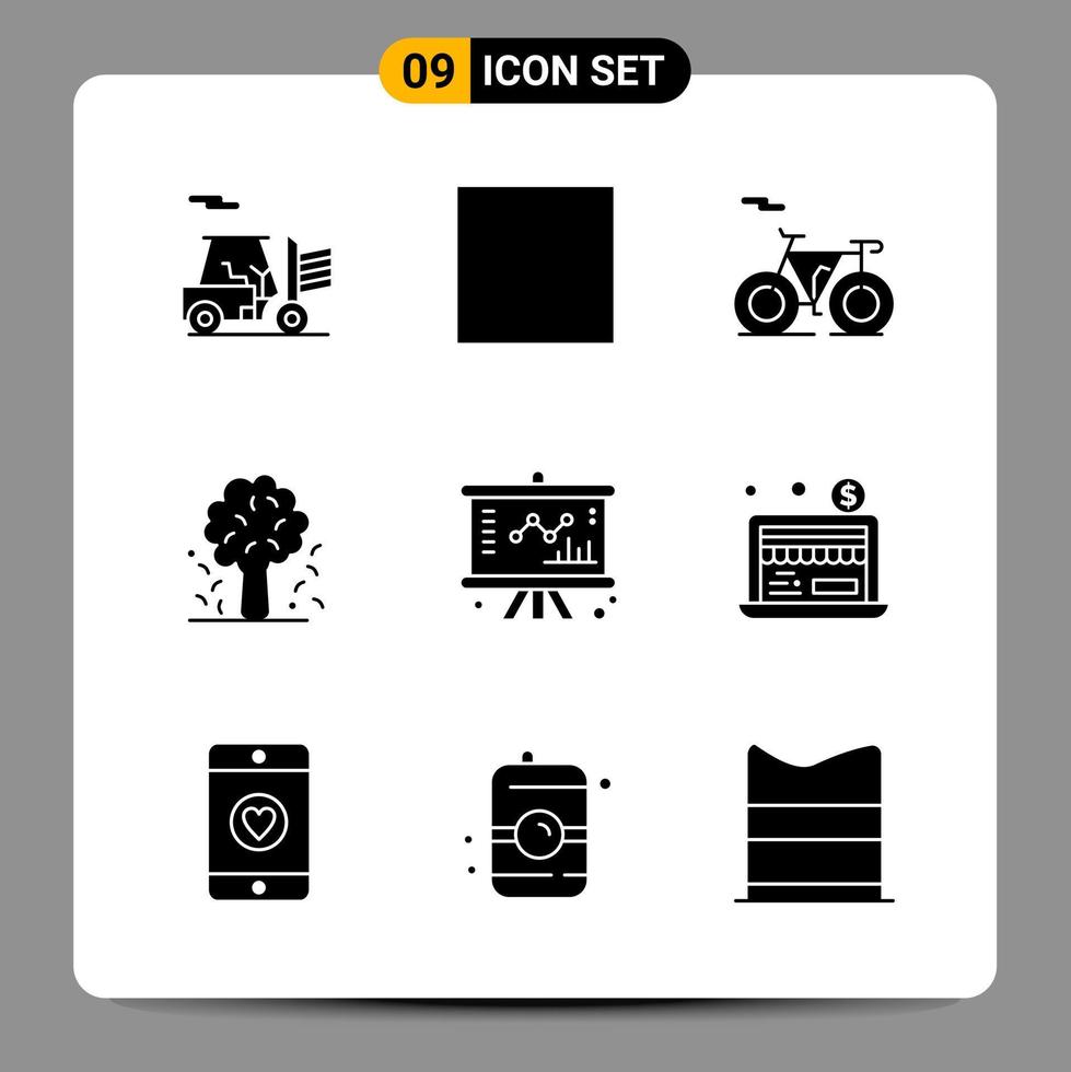 9 Black Icon Pack Glyph Symbols Signs for Responsive designs on white background 9 Icons Set vector