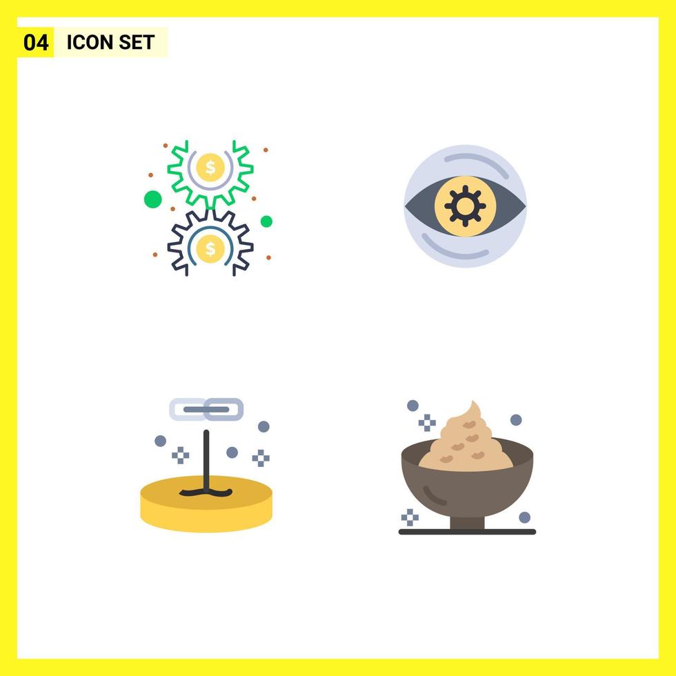 4 Thematic Vector Flat Icons and Editable Symbols of dollar education cog money science Editable Vector Design Elements