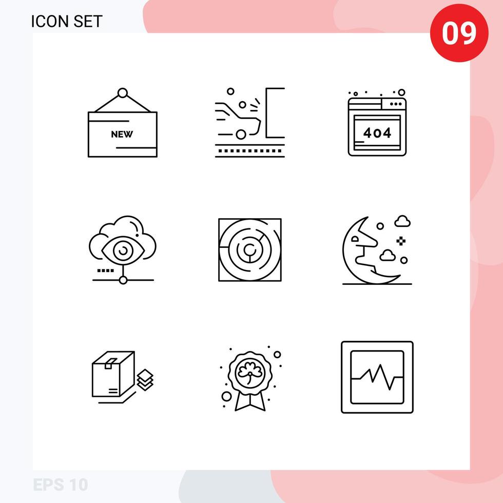 9 Thematic Vector Outlines and Editable Symbols of share view safety vision web Editable Vector Design Elements